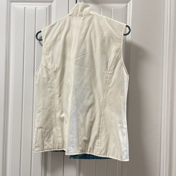 Vintage Reversible Quilted Button-Up Vest White & Blue Pattern - Picture 11 of 13